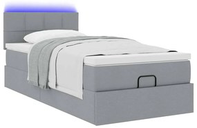 Estrutura cama otomana colchão 90x190 cm tecido cinzento claro