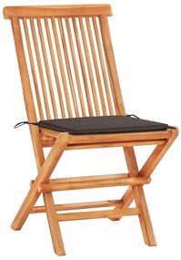Conjunto bistrô + almofadões cinza-acastanhado 3pcs teca maciça