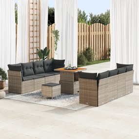 Conjunto de Sofa de Jardim vidaXL com 11 Peças com Almofadas Cinzento
