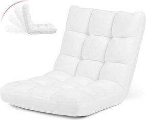 Cadeira chão dobrável Encosto ajustável 14 posições para quarto Sala 105 x 56 x 15 cm Branco