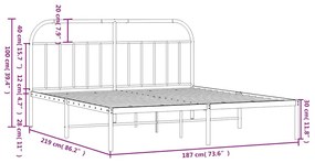 Estrutura de cama com cabeceira 183x213 cm metal preto