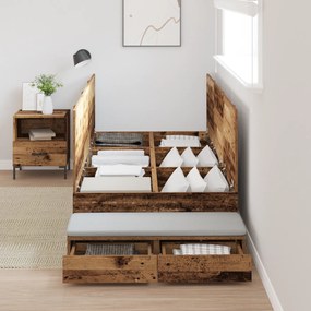 Cama de Armazenamento Madeira Velha 75x190 cm