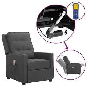 vidaXL Poltrona de massagens elevatória tecido cinzento-escuro