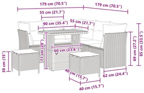 Conjunto de Sofás de Jardim de 8 Peças com Almofadas Bege Rattan Polié