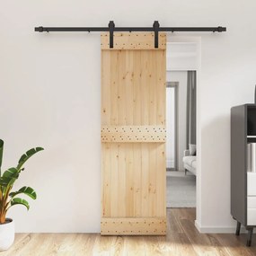 vidaXL Porta de correr com ferragens 70x210 cm madeira de pinho maciça