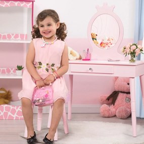 Penteadeira infantil, mesa de maquiagem, banqueta e espelho, penteadeira branca