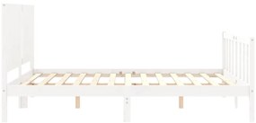 Cama sem colchão 160x200 cm madeira de pinho maciça branco