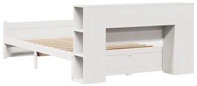 Cama com estante sem colchão 150x200 cm pinho maciço branco
