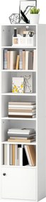 Estante de 7 Níveis Estante para Livros com Prateleiras Ajustáveis e Armário Estante Moderna 40x30x180 cm Branco