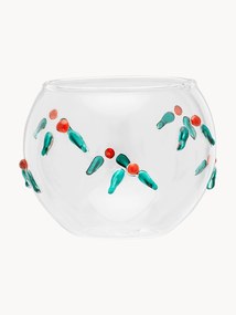 Castiçal de vidro borosilicato artesanal Winter Berries