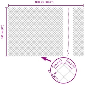 Cerca de Cadeia com 20 Postes U Prateado 1.6x10 m Aço
