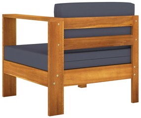 7 pcs conj. lounge de jardim c/ almofadões cinza-escuro acácia