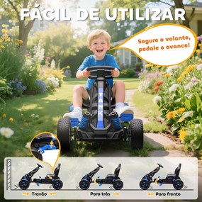 Kart a Pedais para Crianças com Embraiagem Automática Travão e Rodas Antiderrapantes em EVA 100x59x60,5 cm Azul
