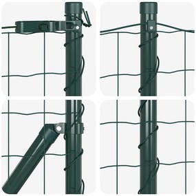 Cerca Euro com 13 postes 0,8x25 m em aço galvanizado verde
