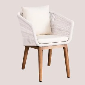 Pack De 4 Cadeiras De Jardim Em Madeira De Acácia E Corda Entrançada Barker Gardénia Branco - Sklum