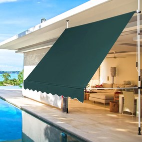 Toldo Telescópico e Retrátil 250 cm Resistente aos Raios UV Impermeável com Manivela Altura Regulável para Janela Varanda Jardim Verde