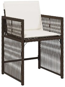 Conjunto de Jantar de Jardim de 5 Peças com Almofadas Castanho e Ratta