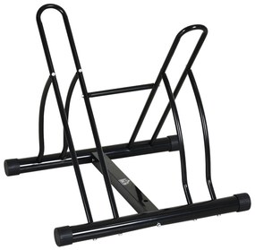 HOMCOM Suporte Estacionamento Cruzado 2 Bicicletas Aço Portátil Resistente Compacto 60x54x57 cm Preto