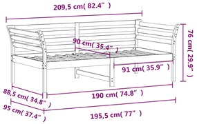 Sofá-cama 90x190 cm madeira de pinho maciça branco