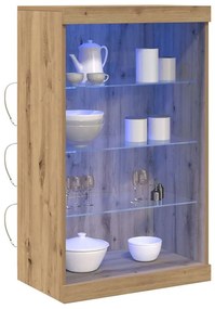 Sideboard vidaXL com Luzes LED Carvalho Artesanal 60,5x37x100 cm
