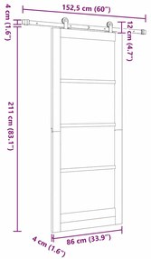 Porta Deslizante com Conjunto de Ferragens 'ORKDAL'86x211 cm