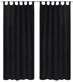 Cortinas de cetim com laços, 2 pcs, preto 140 x 245 cm