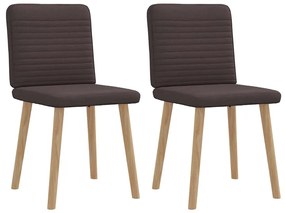 Cadeiras de jantar 2 pcs tecido castanho-escuro
