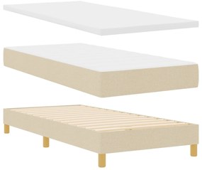 Cama box spring vidaXL com colchão creme 90x190 cm tecido, Cabeceira v