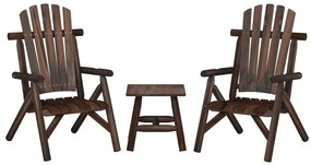 3 pcs conjunto lounge de jardim madeira de abeto maciça