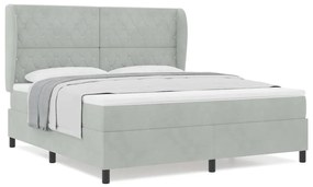 Cama Box com Colchão - Cinza Claro, 180x200 cm, Veludo