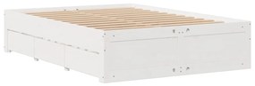 Cama sem colchão com gavetas 150x200 cm pinho maciço branco