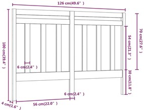 Cabeceira de cama 126x4x100 cm pinho maciço castanho mel