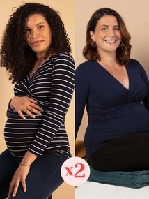 Pack de 2 camisolas para grávida, eco-friendly, Fiona Ls da ENVIE DE FRAISE marinho