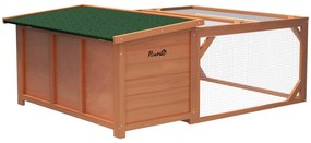 Pawhut Casa de Animais Pequenos com Área de Brincadeira Bandeja Removível Resistente Às Intempéries 125,5x100x49 cm Verde Natural | Aosom Portugal