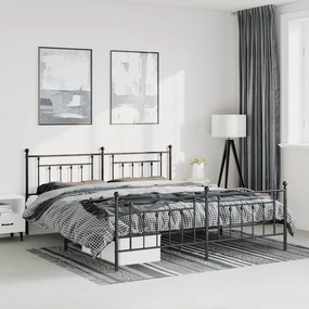 vidaXL Estrutura de cama com cabeceira e pés 193x203 cm metal preto