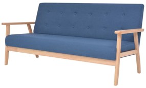 vidaXL Sofá de 3 lugares tecido azul