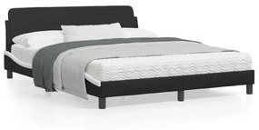 vidaXL Estrutura cama c/ cabeceira 160x200cm couro artif. preto/branco