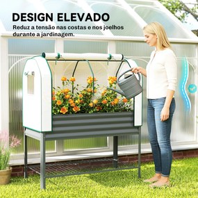 Mesa de Cultivo com Cobertura de Estufa e Prateleira Inferior 120x55x140 cm Cinzento Escuro
