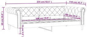 Sofá-cama 100x200 cm couro artificial cor creme