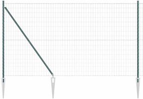 Cerca Euro com 7 Postes em Espeto 1,5 x 10m em Aço Galvanizado Verde
