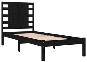 Estrutura de cama 100x200 cm pinho maciço preto