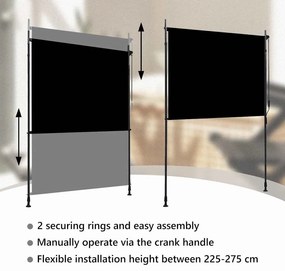 Estore de rolo para exterior 150x270 cm antracite