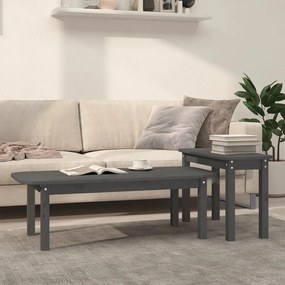 vidaXL 2 pcs conjunto de mesas de centro pinho maciço cinzento