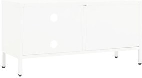 Móvel de TV 90x30x44 cm vidro e aço branco