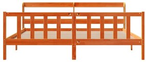 Estrutura cama c/ cabeceira 200x200cm pinho maciço castanho-mel