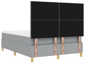 Cama Box com Colchão e Banco Cinza Claro 140x200 cm Tecido