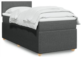 Cama com molas/colchão 100x200 cm tecido cinza-escuro