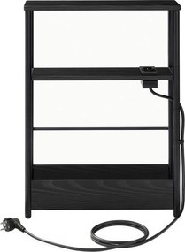 Mesa apoio lateral com tomada integrada e as portas USB 18 x 45 x 58 cm, 3 níveis, para sala de estar preto