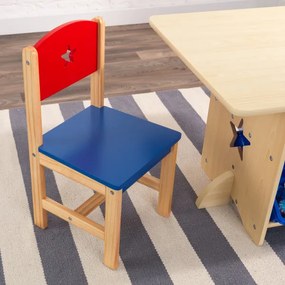 Conjunto Mesa e 2 Cadeiras Infantil  Madeira Estrelas