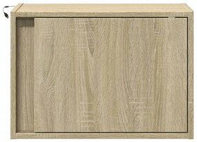 Mesa de cabeceira de parede com luzes LED carvalho sonoma